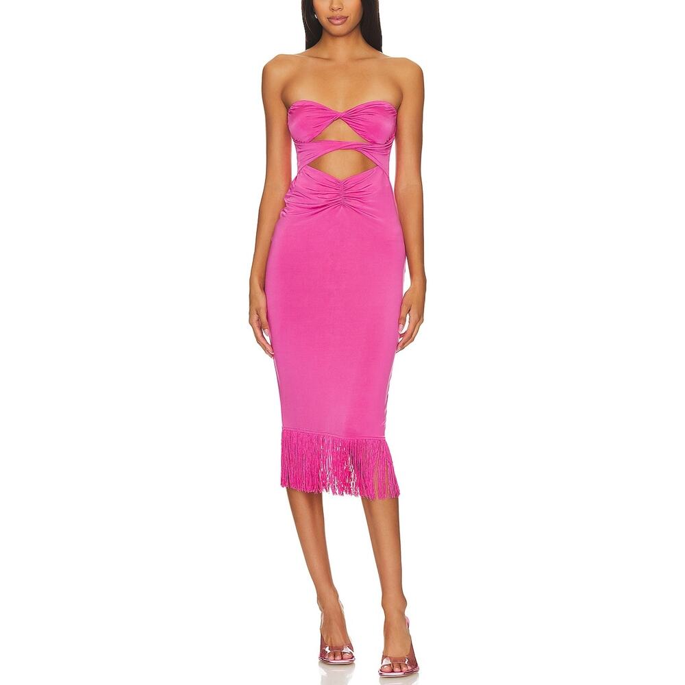 Nbd Cutout Magenta Purna Midi Dress Size S